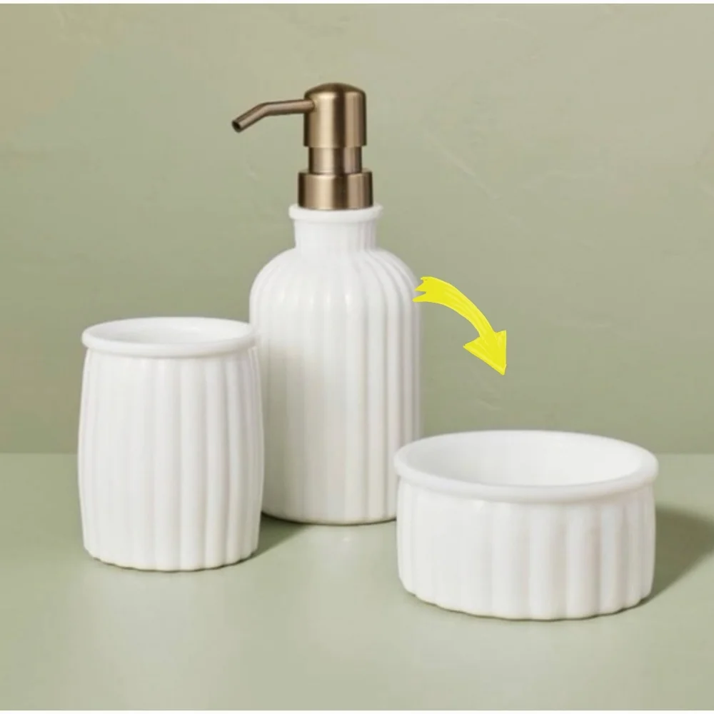 Hearth & Hand NWT Milk Glass Ribbed Trinket Dish In White